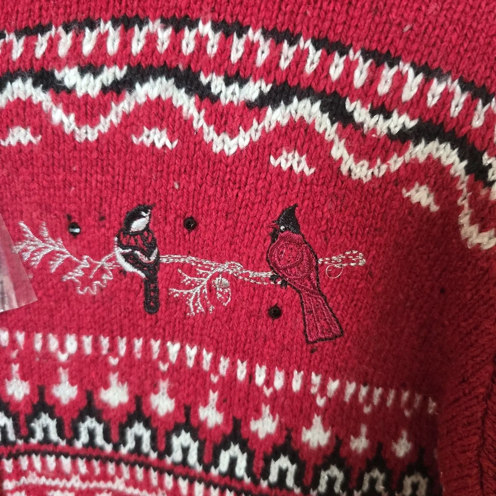 Northern Reflections Cardinal Acrylic Zip Up Sweater Red Womens Small NWT - Picture 4 of 13